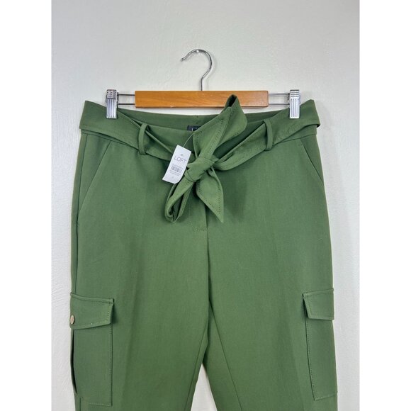 Loft Womens Olive Cargo Cropped Pants With Tie Waist Size 6 Career Utility NWT - Picture 2 of 9